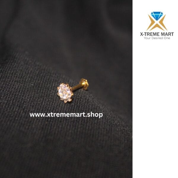 10 Stone Gold Nose Pin - Image 2