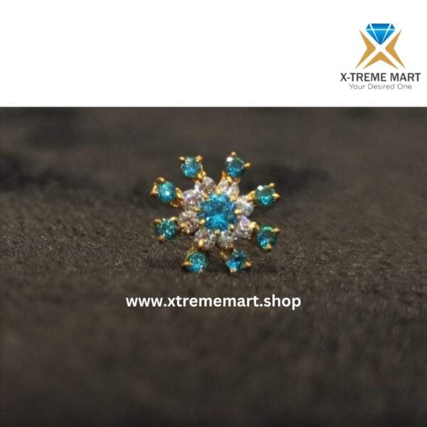 Gold Nose Pin- Blue Zircon